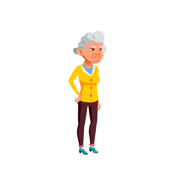 Asiatische alte Frau Vektor. Ältere Menschen. Senior Person. Isolierte Cartoon-Illustration — Stockvektor