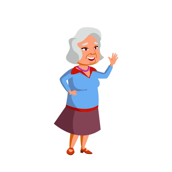 Asian Old Woman Vector. Elderly People. Senior Person. Isolated Cartoon Illustration — Stock Vector