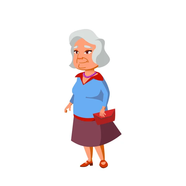 アジアの老婦人ベクトル。高 齢 者。シニアパーソン。孤立した漫画のイラスト — ストックベクタ