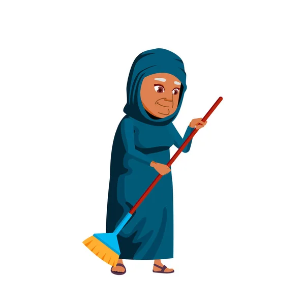 Arab, Muslim Old Woman Vector (en inglés). Personas mayores. Persona mayor. Ilustración de dibujos animados aislados — Archivo Imágenes Vectoriales