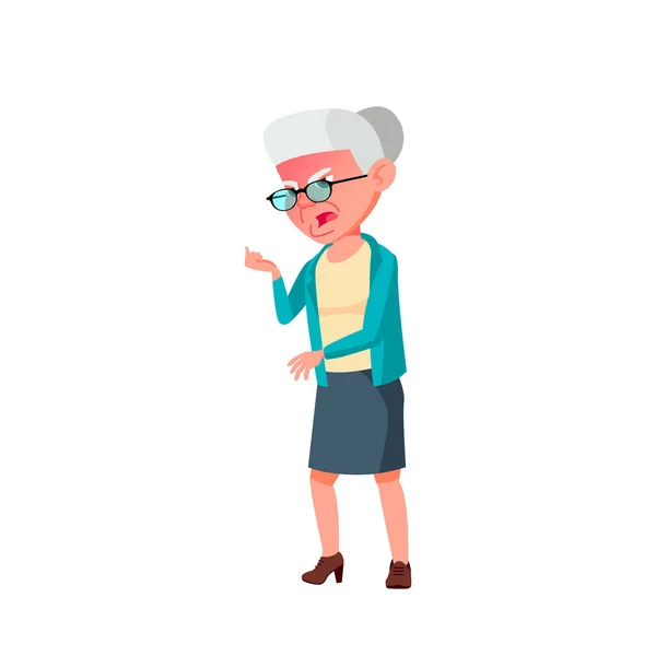 Vector de anciana caucásica. Personas mayores. Persona mayor. Ilustración de dibujos animados aislados — Archivo Imágenes Vectoriales