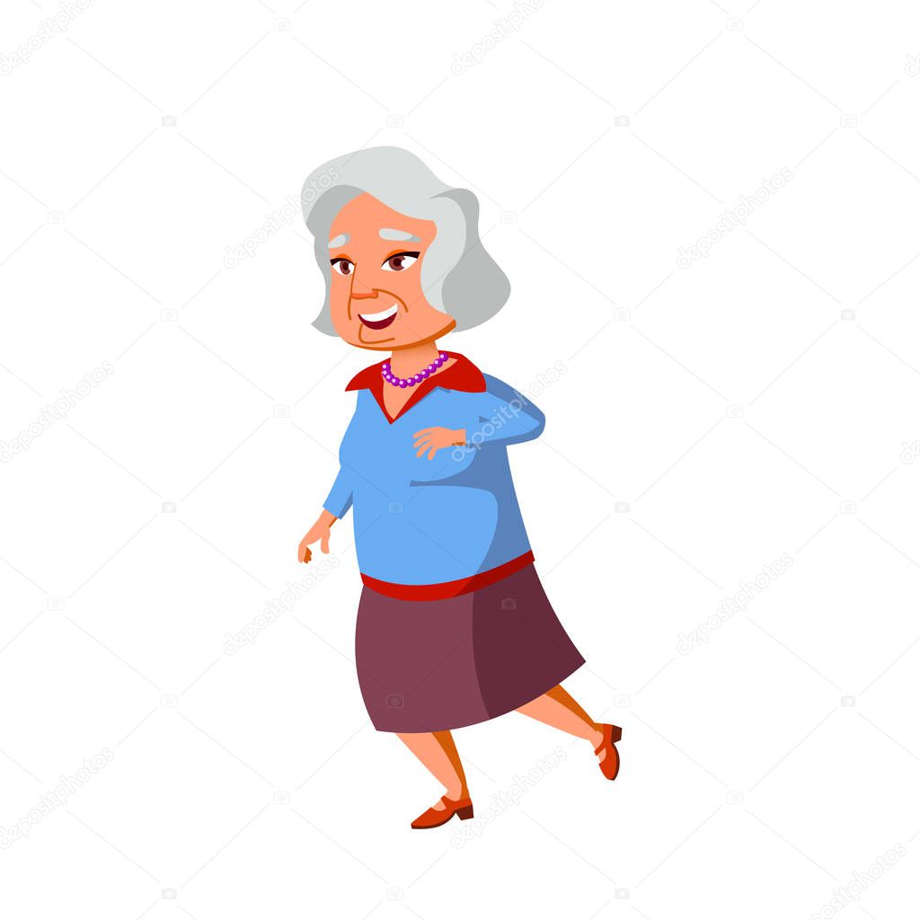 Asian Old Woman Vector. Elderly People. Senior Person. Isolated Cartoon Illustration