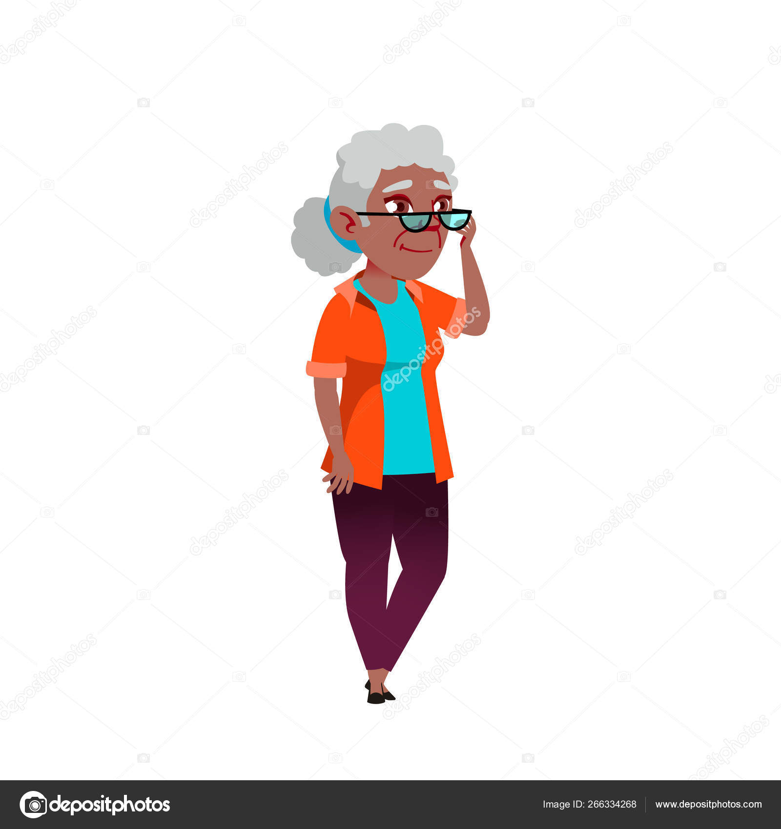 Black, African American Old Woman Vector. Elderly People. Senior Person.  Isolated Cartoon Illustration Stock Vector Image by ©pikepicture #266334268