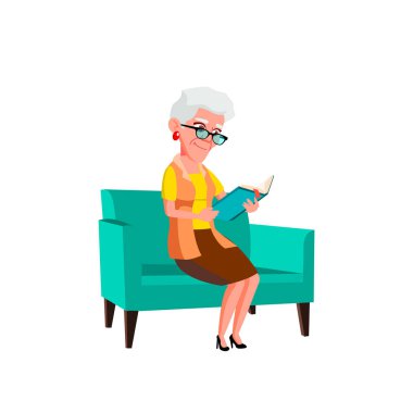 Kafkas Yaşlı Kadın Vektörü. Yaşlı insanlar. Kıdemli Kişi. İzole Karikatür İllüstrasyon