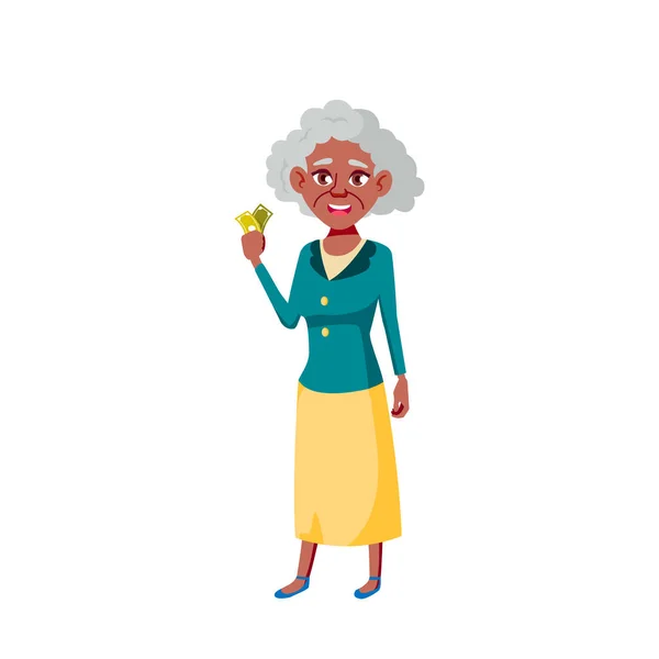 Black, African American Old Woman Vector. Elderly People. Senior Person. Isolated Cartoon Illustration — Stock Vector