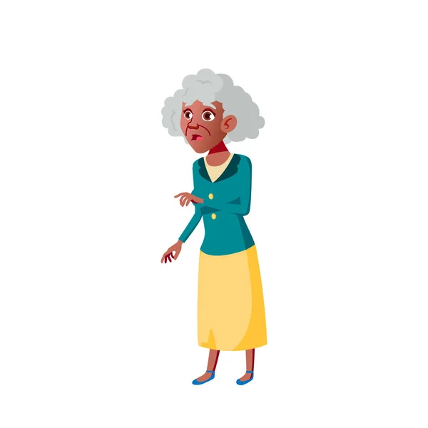 Schwarze, afrikanisch-amerikanische alte Frau Vektor. Ältere Menschen. Senior Person. Isolierte Cartoon-Illustration — Stockvektor
