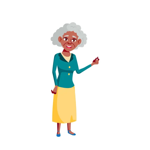 Black, African American Old Woman Vector. Elderly People. Senior Person. Isolated Cartoon Illustration