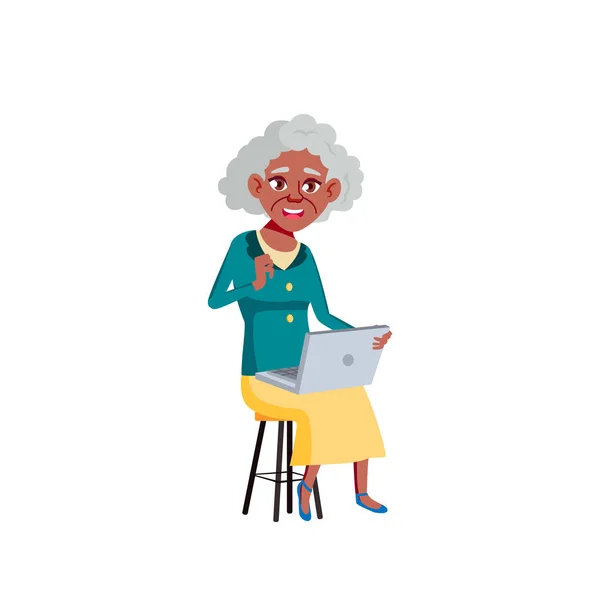 Black, African American Old Woman Vector. Elderly People. Senior Person. Isolated Cartoon Illustration