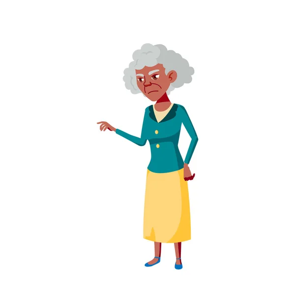 Black, African American Old Woman Vector. Elderly People. Senior Person. Isolated Cartoon Illustration