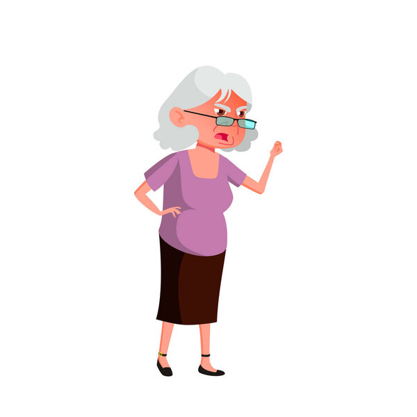 Caucasian Old Woman Vector. Elderly People. Senior Person. Isolated Cartoon Illustration