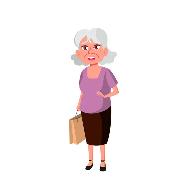 Kaukasische oude vrouw vector. Ouderen. Senior person. Geïsoleerde cartoon illustratie — Stockvector