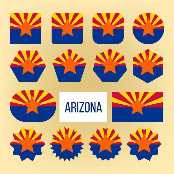 Arizona Flag Collection Figure Icons Set Vector