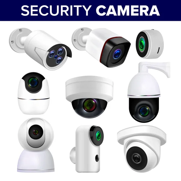 Videovigilancia Cámaras de seguridad Set Vector — Vector de stock