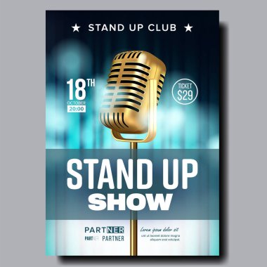Night Stand Up Show Vektör poster duyurusu