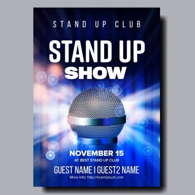 En İyi Stand Up Night Show Vektör Renkli Poster