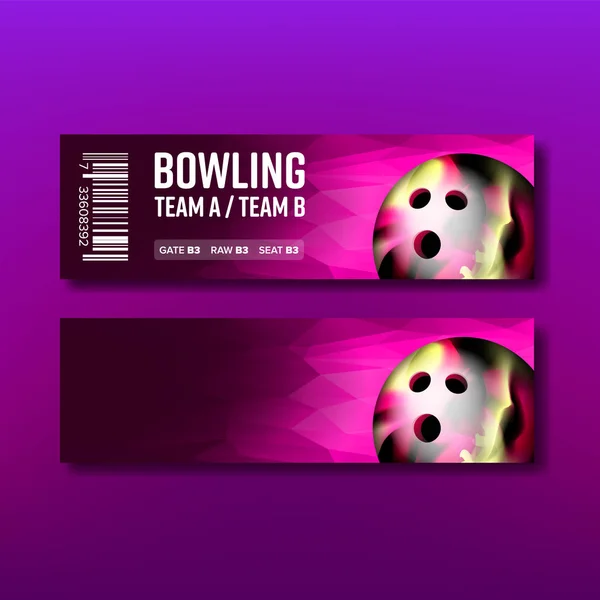 Lila Ticket auf Bowlingspiel Vorlage Vektor — Stockvektor