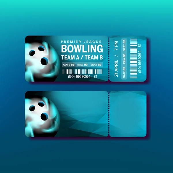 Ticket für die erste Liga der Bowling-Spiel-Vektor — Stockvektor