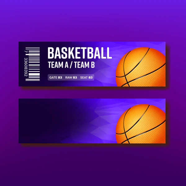 Buntes Ticket besuchen Basketball-Vorlage Vektor — Stockvektor