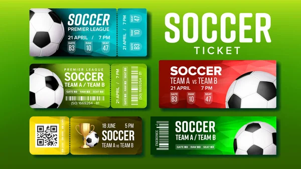 Billets élégants pour visiter Soccer Set vecteur de match — Image vectorielle