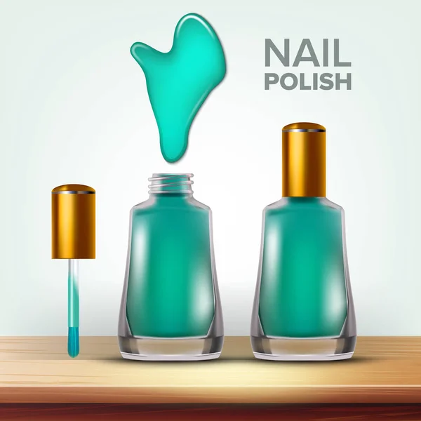 Flaska grön nail polish kvinnlig kosmetisk vektor — Stock vektor