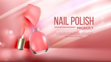 Pembe Oje Ürün Afiş Vektör Şişe