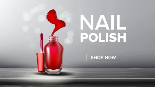 Red Nail Polish produkt Flask målsida vektor — Stock vektor