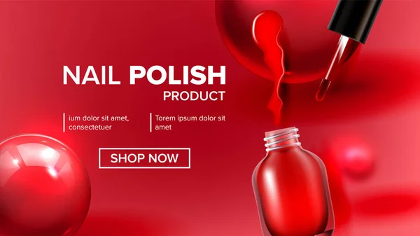 Röd Nail Polish produkt injektionsflaska landningssida vektor — Stock vektor