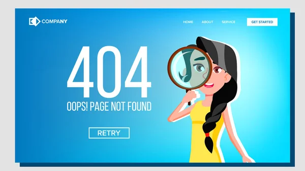 Stránka oops nenalezena 404 chyba při přistávacích stránkách — Stockový vektor