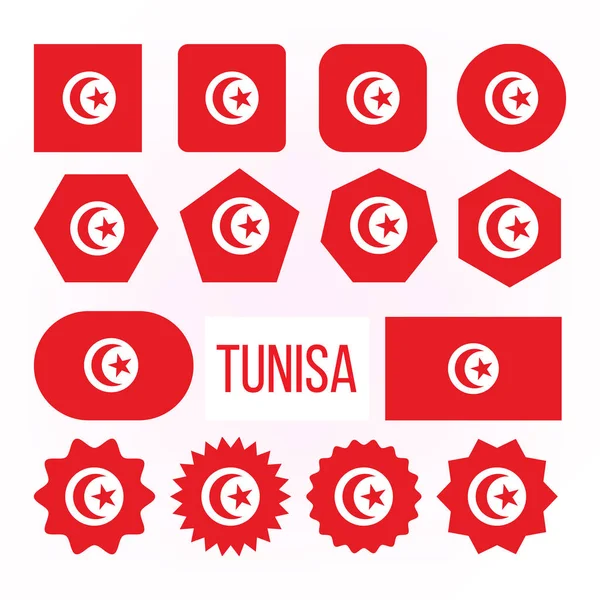 Tunisia Flag Collection Figure Icons Set Vector — Stock Vector