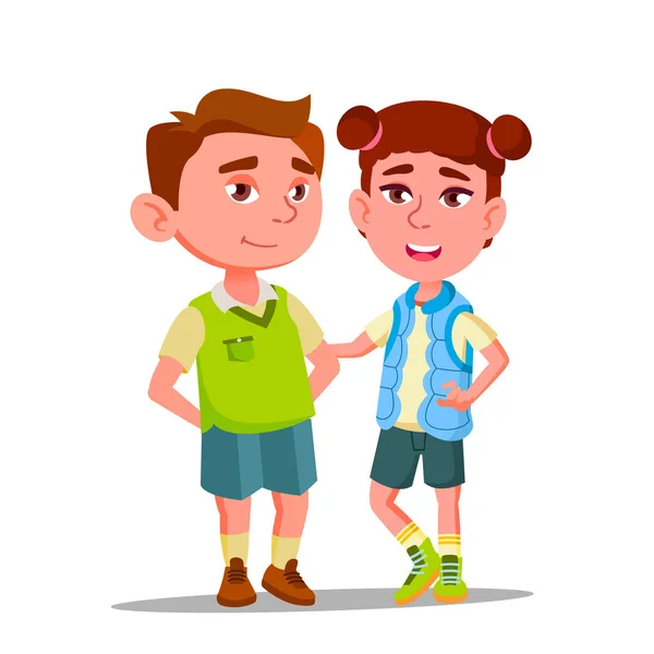 Characters Boy And Girl With Syndrome Down Vector — Stock Vector