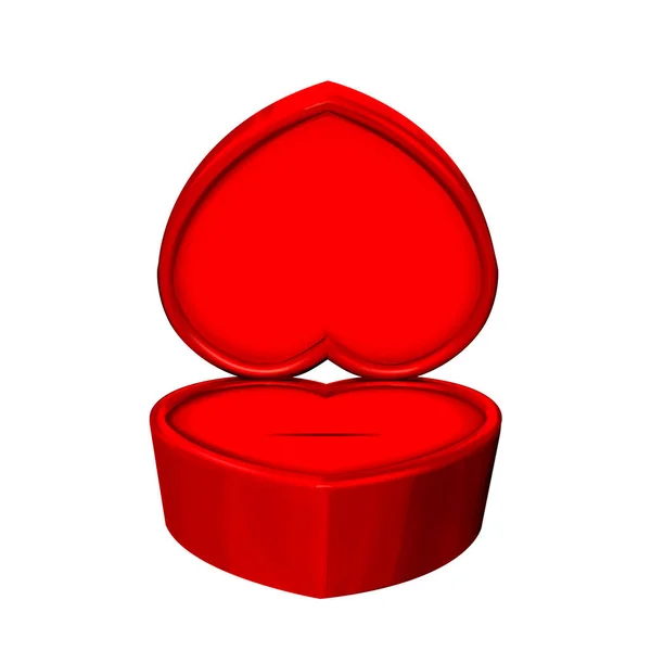 Empty Red Jewelry Box In Shape Of Heart Vector — Stock Vector