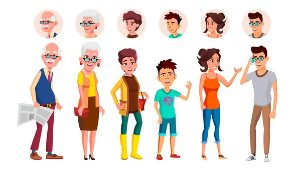 Collection Of Characters Person People Set Vector — Stock Vector