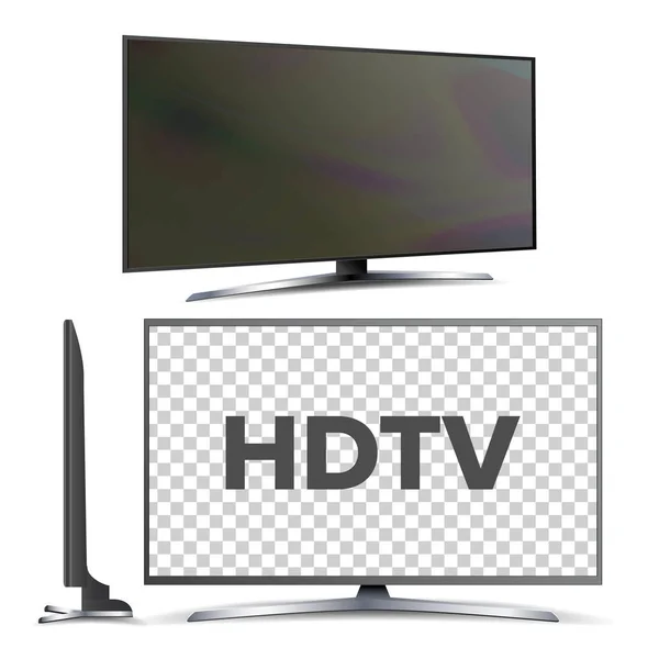 Nowoczesny telewizor LCD HDTV ekran LED zestaw Vector — Wektor stockowy