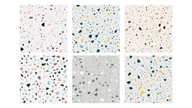 Terrazzo Döşeme Dikişsiz Desenler Seti Vektör