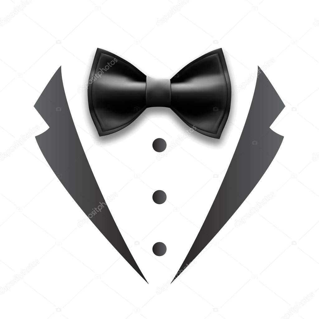 Black Details Of Man Wedding Suit Tuxedo Vector
