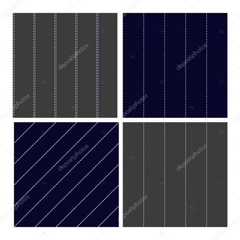 Pinstripe Collection Seamless Pattern Set Vector
