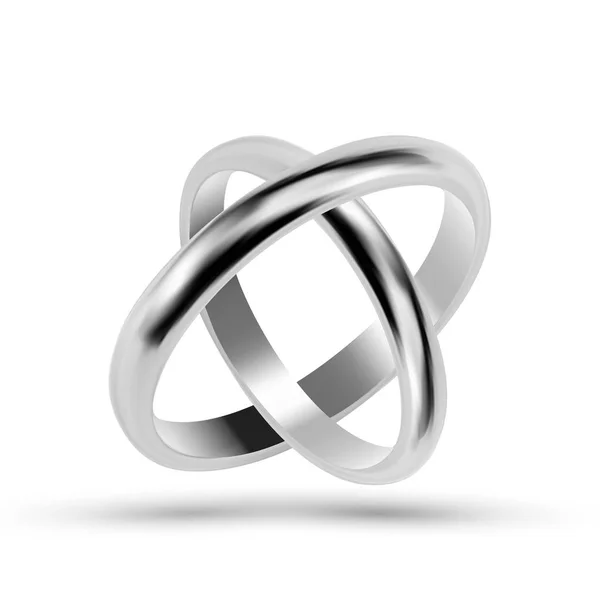 Joyería de Plata o Platino Anillos de Boda Vector — Vector de stock