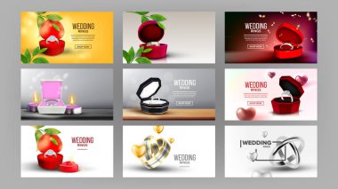 Kutu Seti Açılış Sayfası Vektörü parlak gümüş yüzükler