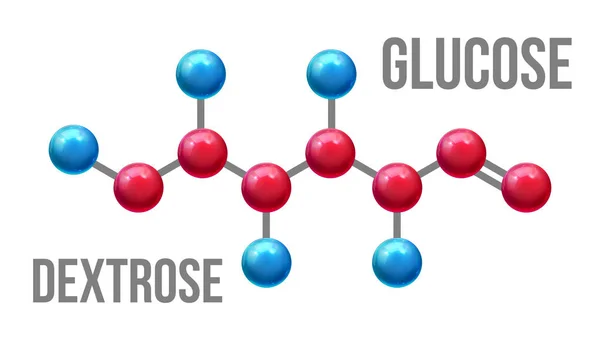 Glucose dextrose structuur moleculaire model vector — Stockvector