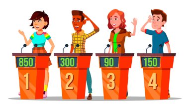 Character Participating In Tv Quiz Show Vector clipart