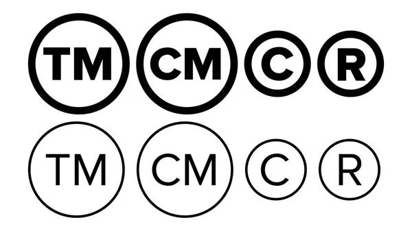 Copyright e vetor registrado do conjunto do ícone da marca registrada — Vetor de Stock