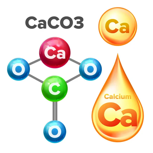 Estrutura Molecular Carbonato de Cálcio Caco3 Vector —  Vetores de Stock