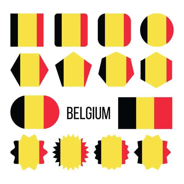 Belçika bayrağı koleksiyon şekil simgeler set vector — Stok Vektör