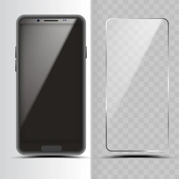 智能手机和屏幕保护器玻璃盖向量 — 图库矢量图片