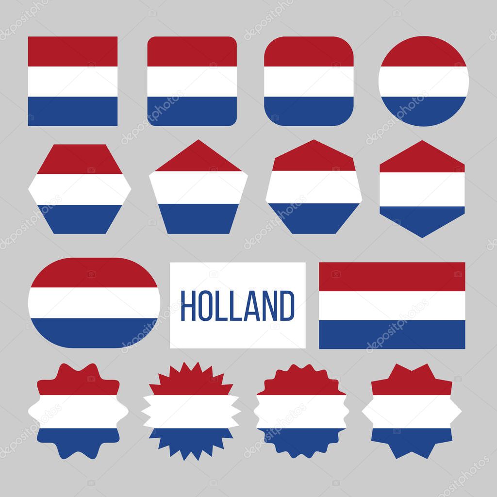 Holland Flag Collection Figure Icons Set Vector
