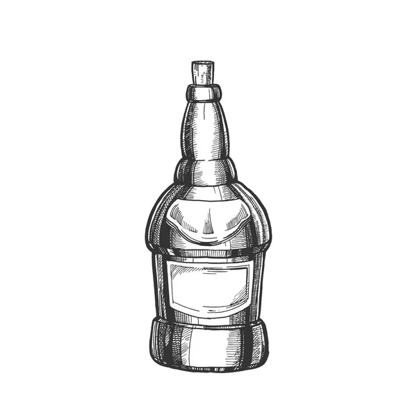 Drawn Blank Bottle Of Wine With Cork Cap Vector — Stock Vector