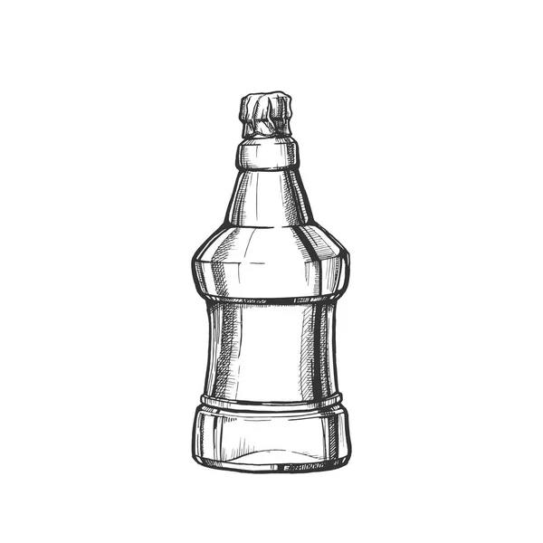 Рука намальована Порожня рельєфна пляшка пива Вектор — стоковий вектор