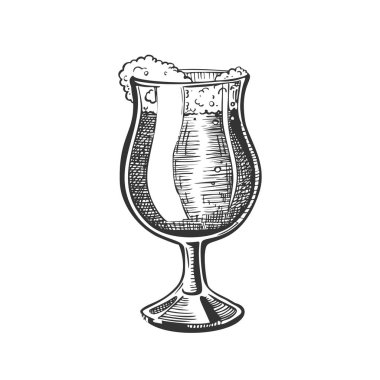 Köpük Bira Vektörü ile Bacak üzerinde El Çizilmiş Cam