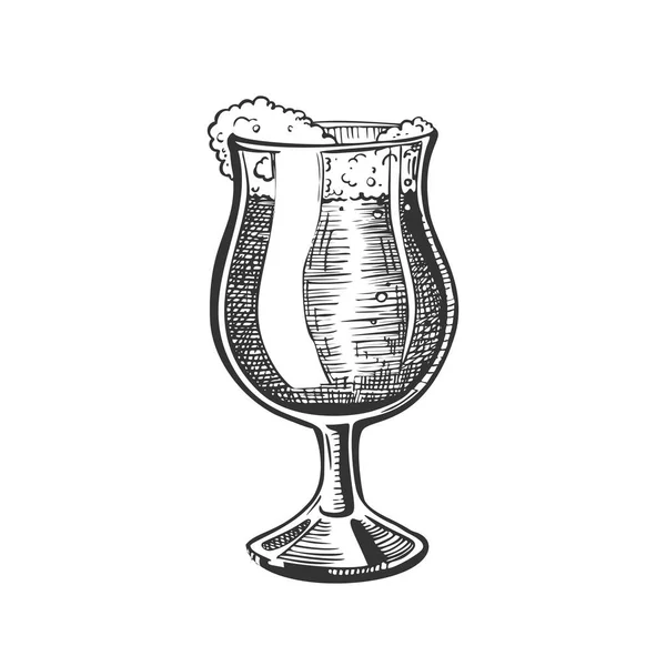 Köpük Bira Vektörü ile Bacak üzerinde El Çizilmiş Cam — Stok Vektör