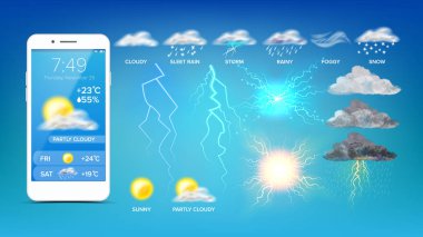 Akıllı Telefon Ekran Vektörü Üzerine Online Hava Widget